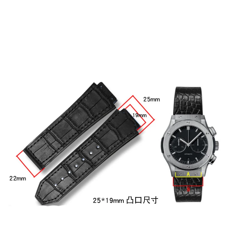 Luxury Genuine Leather Waterproof Watchband - Men's Bracelet Accessory with Chain Design