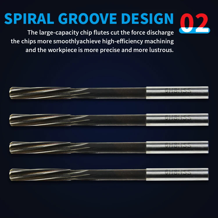 HSS Machining Tool Spiral Flute Reamer Cobalt Cutting H7 Straight Shank Diameter 2mm-16mm for Metal Steel Aluminum Hole Drill 4