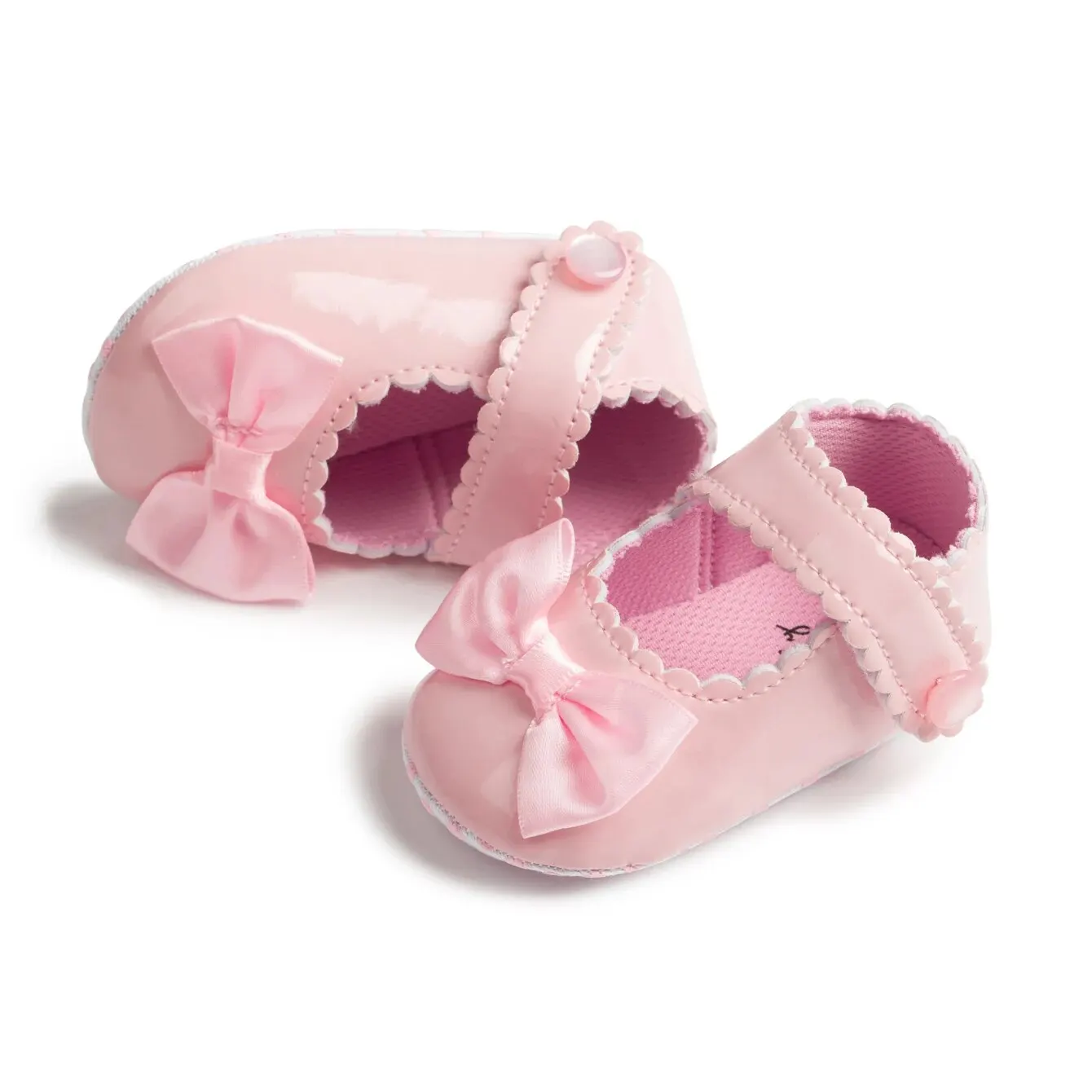 Classic PU Leather Baby Girl Bowknot Princess Shoes - Non-Slip Cotton Bottom Crib Dress Shoes