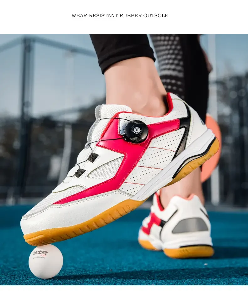 Professional Table Tennis Shoes Men Women Quick Lacing Badminton Shoe Unisex Anti Slip Sport Shoes Couples Badminton Training