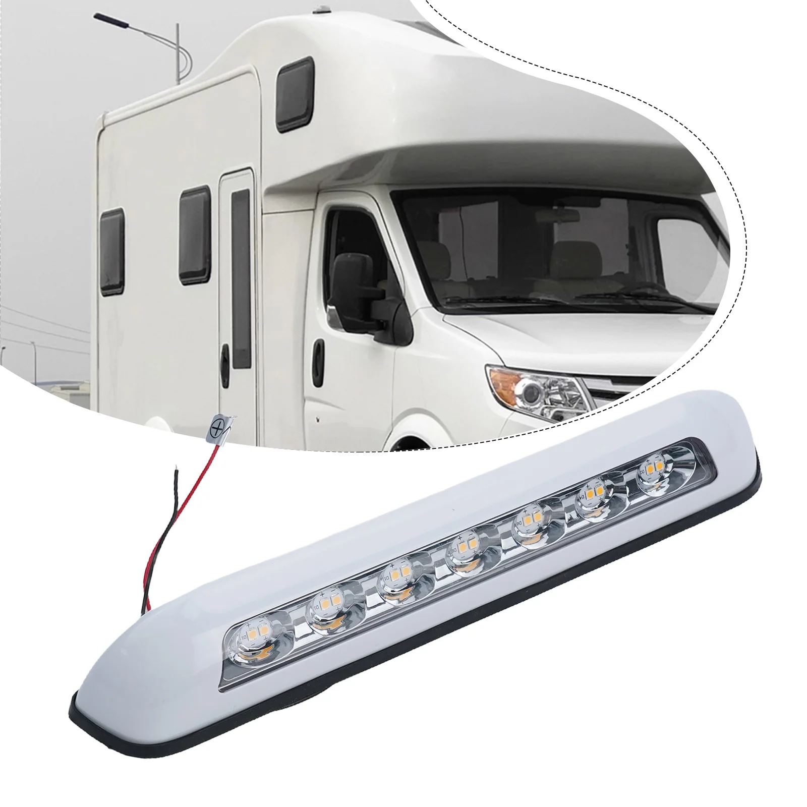 브랜드 뉴 RV 조명 12V 268*39MM 8W ABS 어닝 포치 라이트 외부 LED 램프 비즈 RV LED RV LED 라이트 화이트
