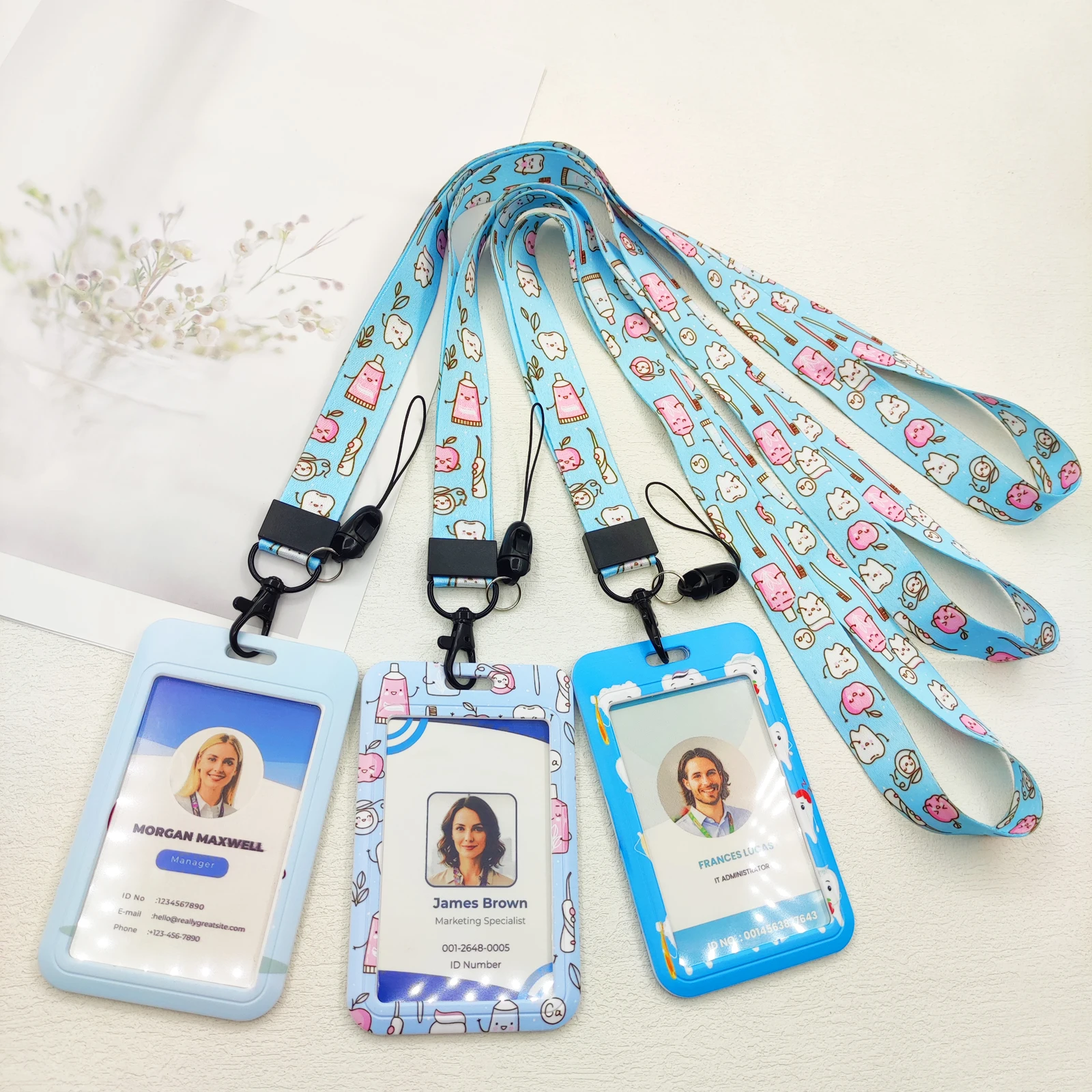 Dental Themed Lanyard and Badge Holder Set