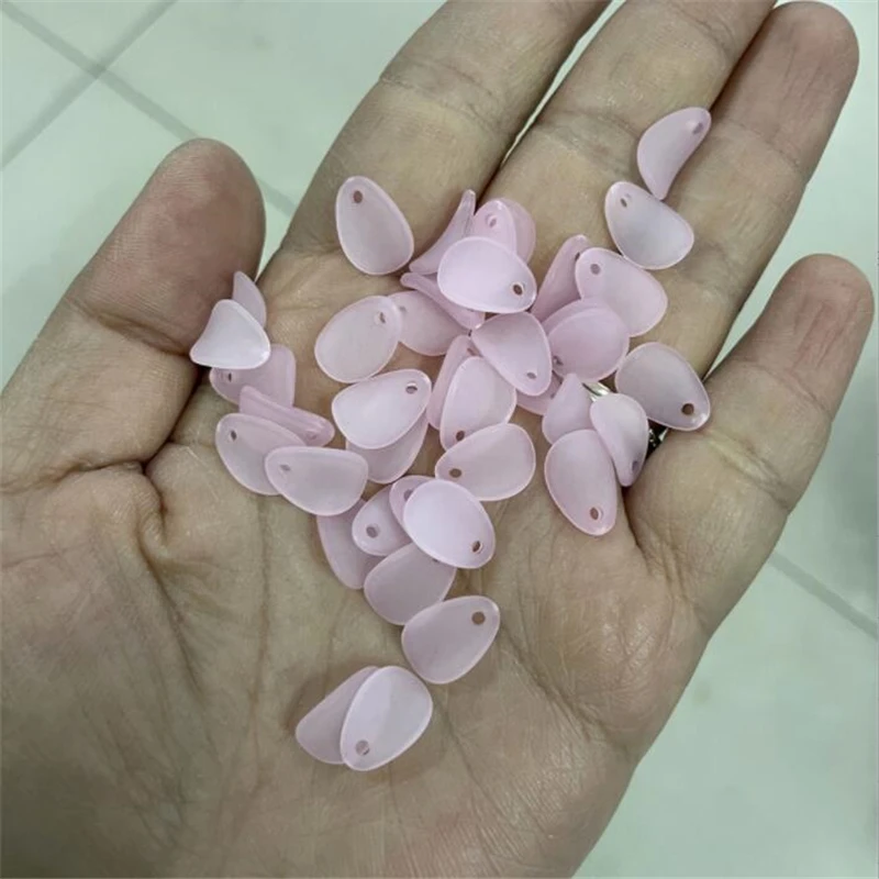 

100pcs/lot new matte acrylic leaves petal bead resin flower torus connectors for diy earrings hairpin jewelry making accessories