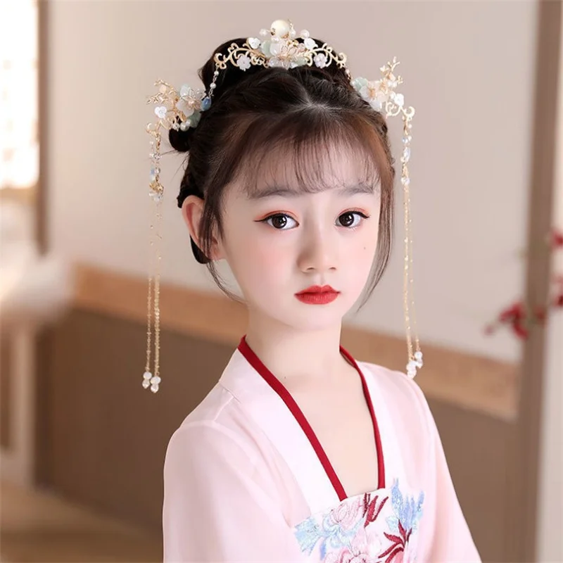 Hanfu Headdress Tassel Step Shaking Hairpin Antique Style Hair Crown Hairpin Set hair accessory jewelry set jewelry accessories hair headdress hair band crown