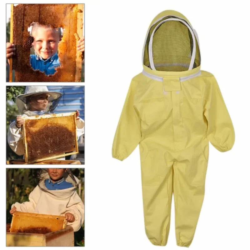 Kids Safety Beekeeper Suit Child Beekeeping Equipment Full Body Clothes Protective Professional Gloves Veil Hat