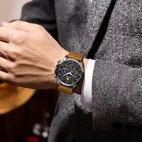 POEDAGAR luxe élégant homme montre-bracelet étanche chronographe lumineux Date homme montre en cuir Quartz sport hommes montres Reloj 6