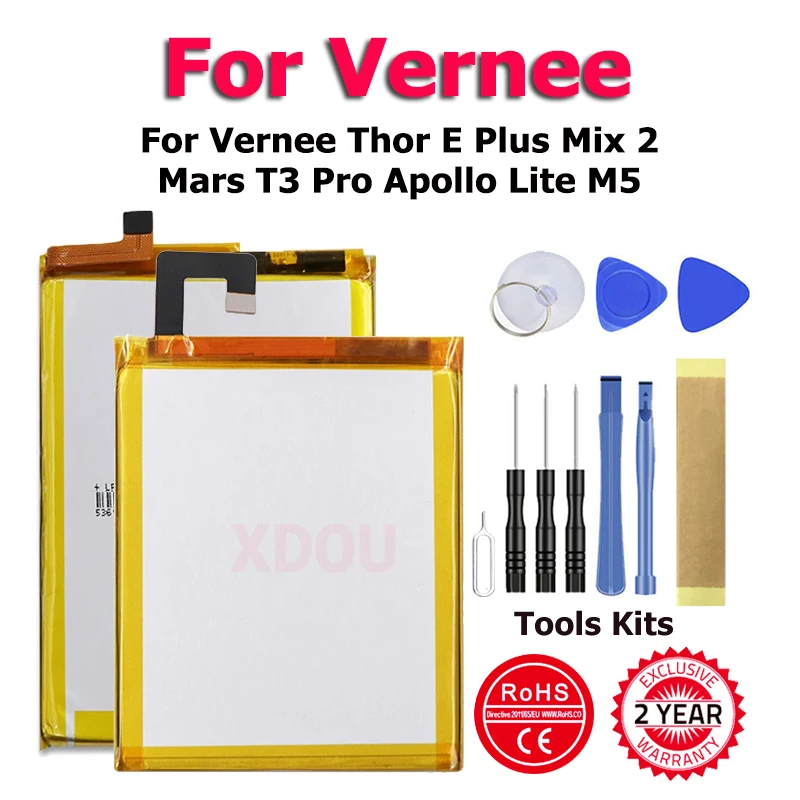

New Vernee Mix2 ThorPlus ThorE M5 MarsPro Thor ApolloLite T3Pro Battery For Vernee Thor E Plus Mix 2 Mars T3 Pro Apollo Lite M5