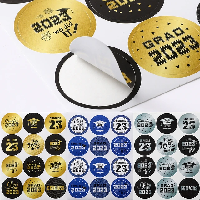 Graduation Class of 2024 Round Stickers - Grad Party Favor Labels