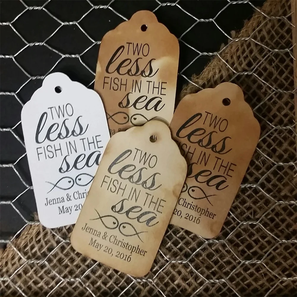 

Индивидуальная бирка для свадебных сувениров, 50 шт., две рыбы меньше в море, выберите свое Количество
