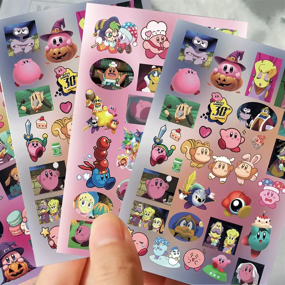 8PCS Kawaii Kirby 스티커 소녀 DIY 데칼 전화 노트북 병 스크랩북 수하물 귀여운 애니메이션 낙서 장식 어린이 장난감