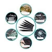 6pcs Precision Long Tweezers Set ESD Anti-Static Stainless SteelTweezers Repair Tools For Electronics Repair Soldering Craft 6