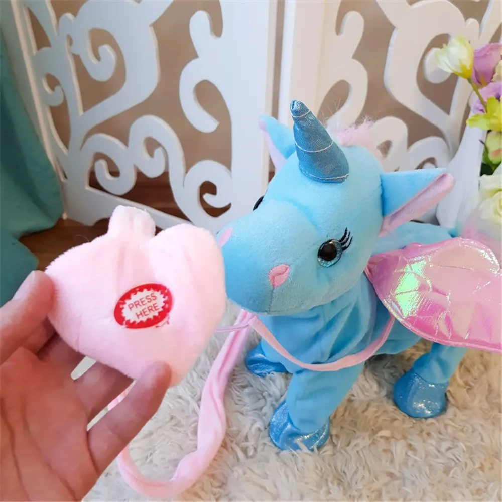 Funny Toys Electric Walking Unicorn Plush Toy Stuffed Animal Horse Music Doll For Children Christmas Gifts