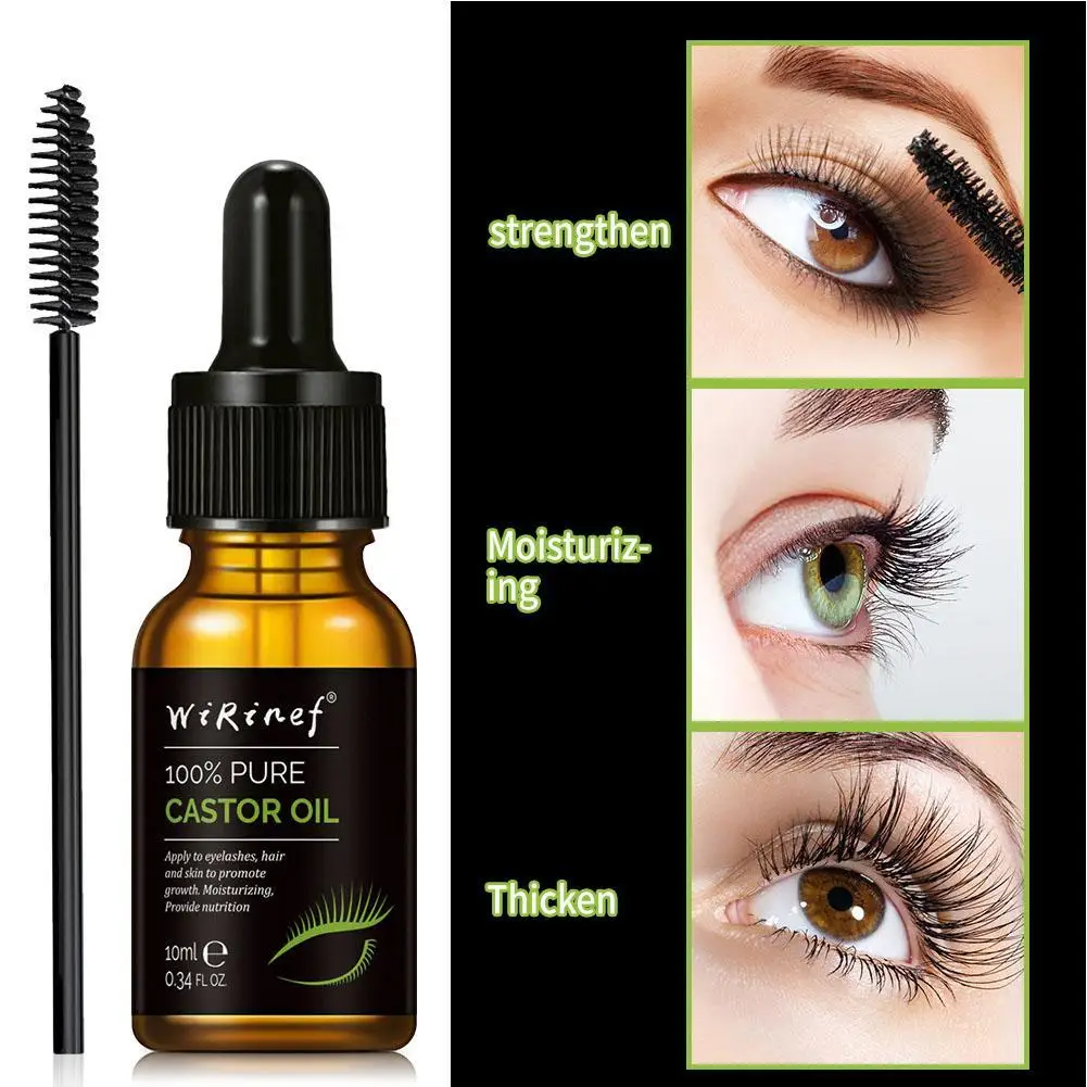 

10ml Castor Oil Hair Eyelash Brows Growth Natural Plant Essence Oil Eyebrow Enhancer For Men Women Beautiful Black Eyelash Care