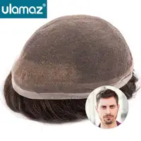 Bleach Knots Lace Front Male Hair Prosthesis Man Wig Human Hair French Lace Toupee Wigs For Men Full Lace Hair System Men's Wig 1