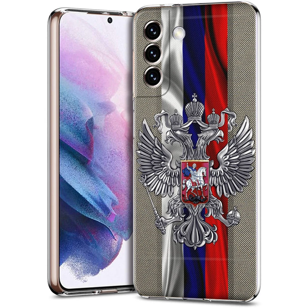 Russische flagge fall für samsung s24 s23 s22 s20 s21 fe ultra s24 s23 s10 s10e s9 s8 plus 5g transparente telefon hülle coque tasche tpu – Detail 3