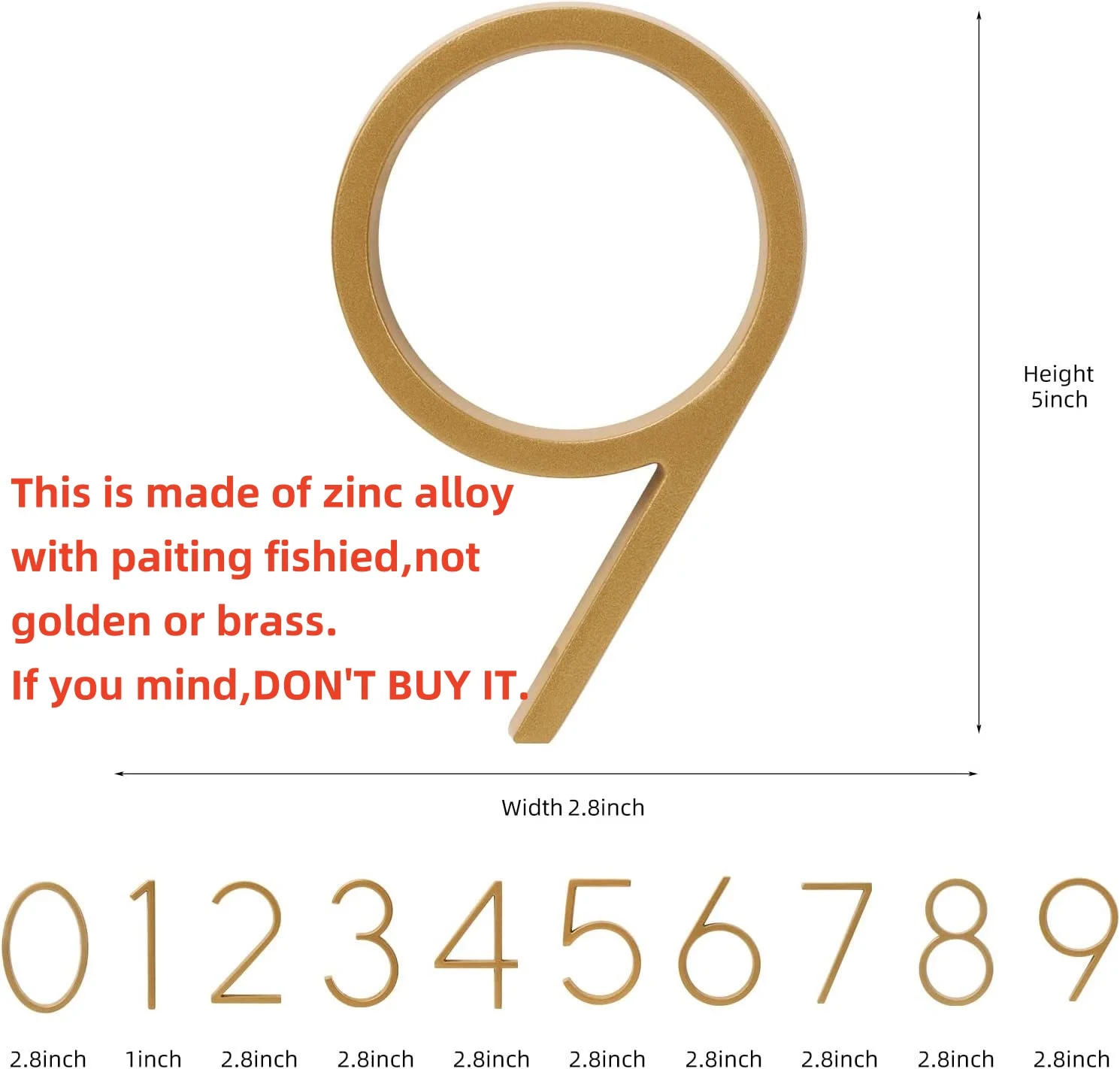 5 Inch Modern Metal House Numbers for House Outside DIY Floating Address Numbers with Screws Rust Free