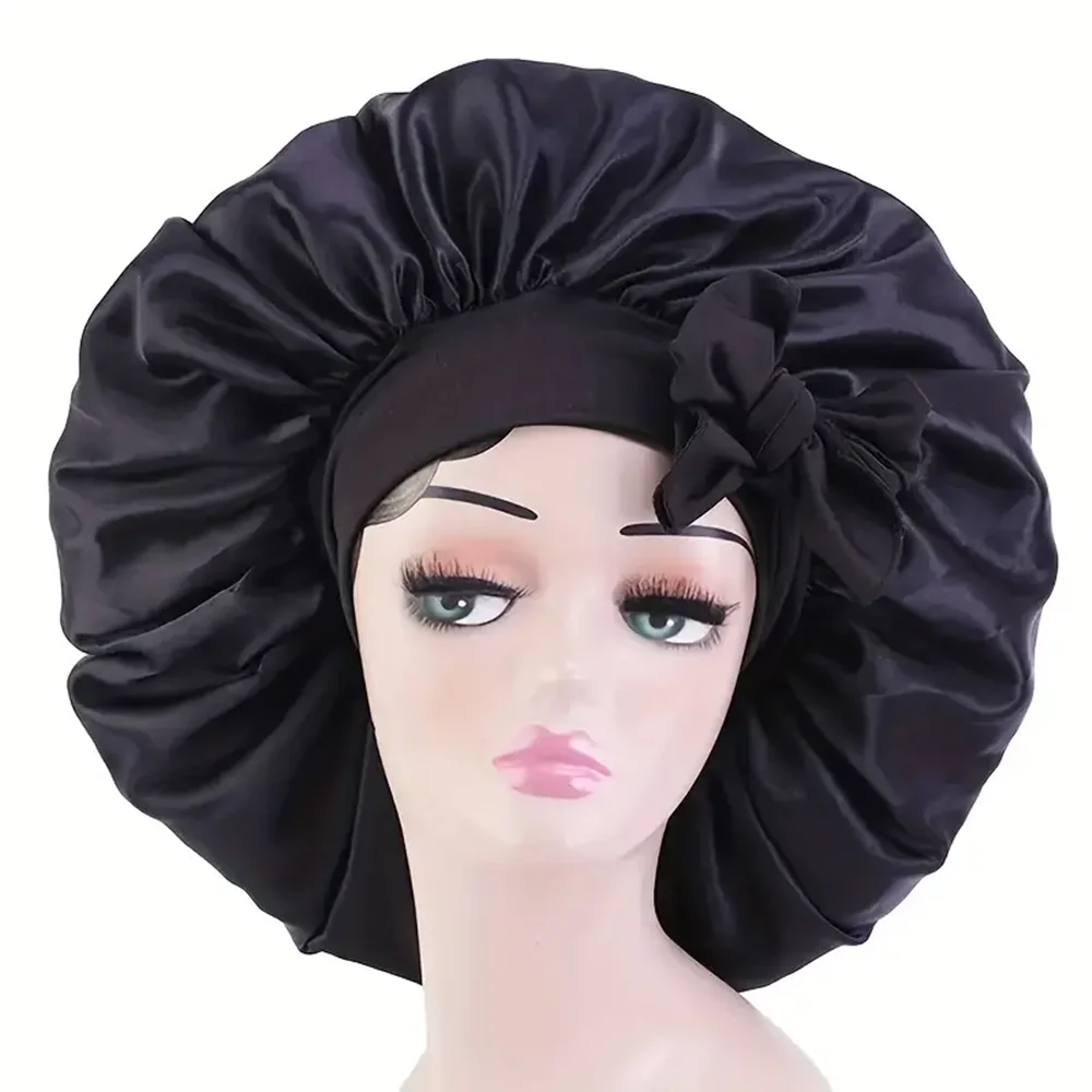 Satin Bonnet Silky Bonnet With Elastic Tie Band Adjustable Straps Hair Jumbo Size For Sleeping Satin Stretchy Tie satin bonnet hair bonnet silk bonnet satin nightcap sleeping cap