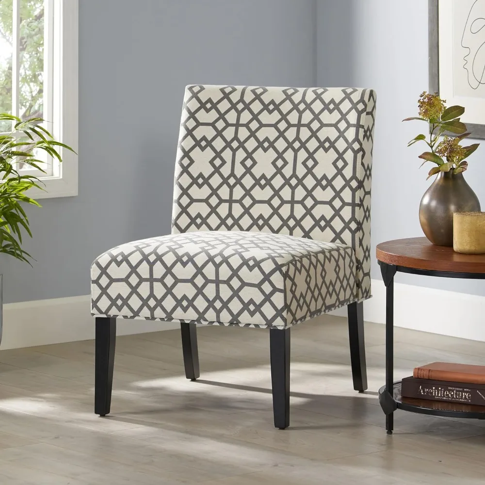 

Fabric Accent Chair Grey Geometric Patterned Armchair Living Room Chairs Lounge Furniture Home