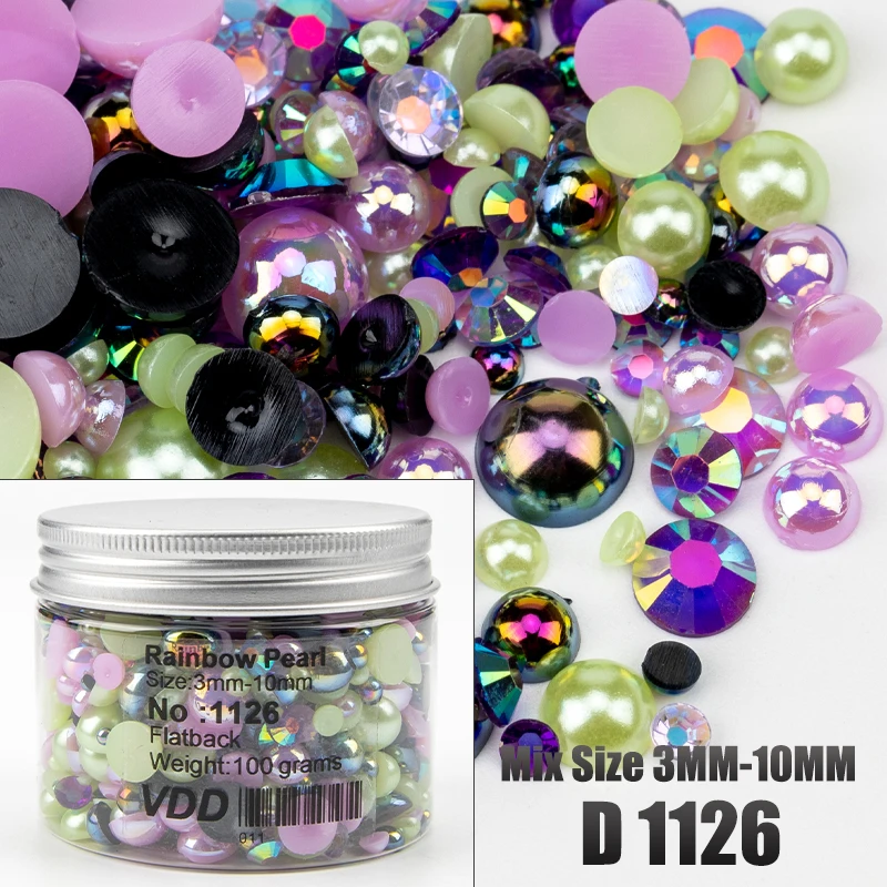 Vdd 30/60/100/200g Großhandel Mix Größe abs halbrunde Perlen Flatback Perlen Farbe Harz Strass Nail Art Crafts DIY Dekoration – Detail 32