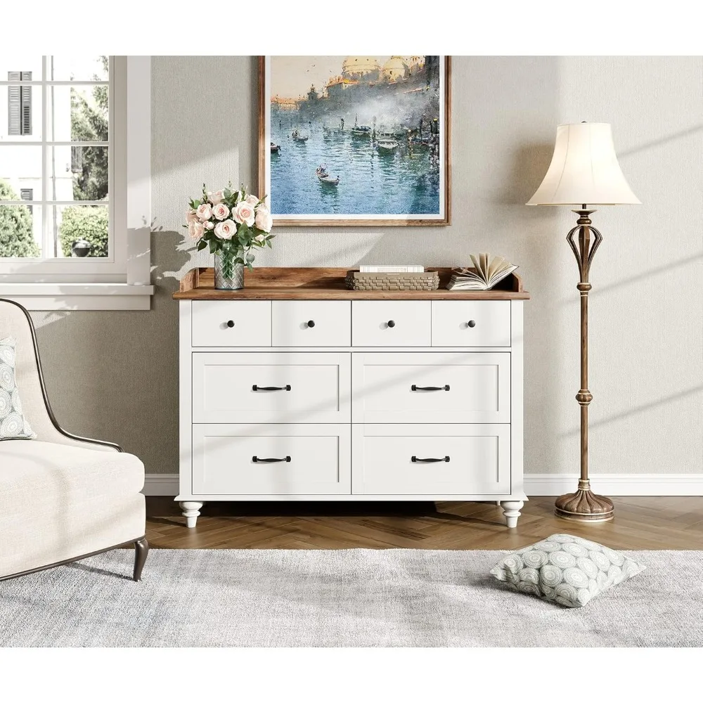 2 Piece Dresser and Nightstand Sets for Bedroom Mid-Century Modern Dresser with 6 Drawers 1 End Table with Charging Station