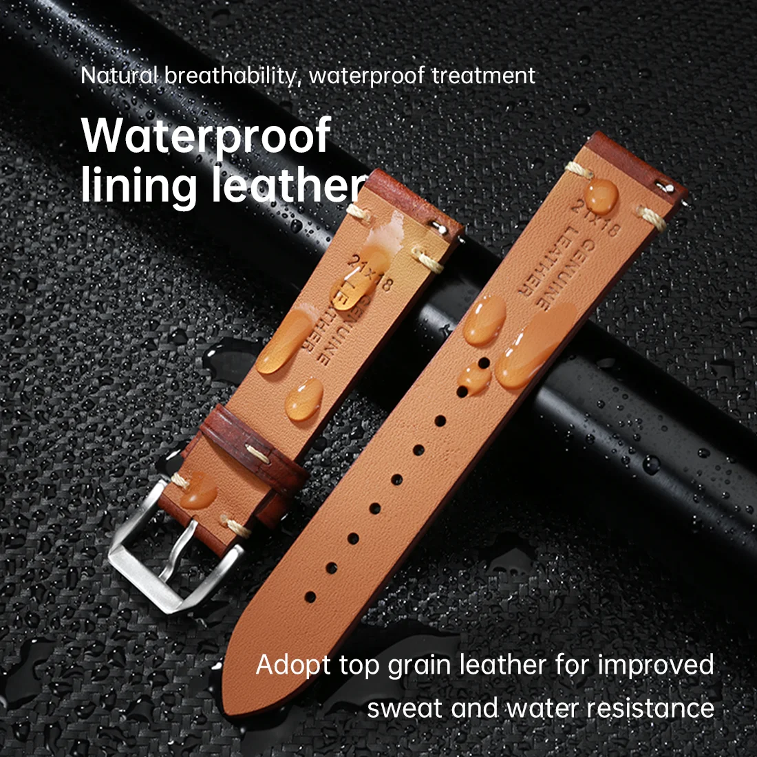 Premium Full Grain Leather Watch Strap with Quick Release