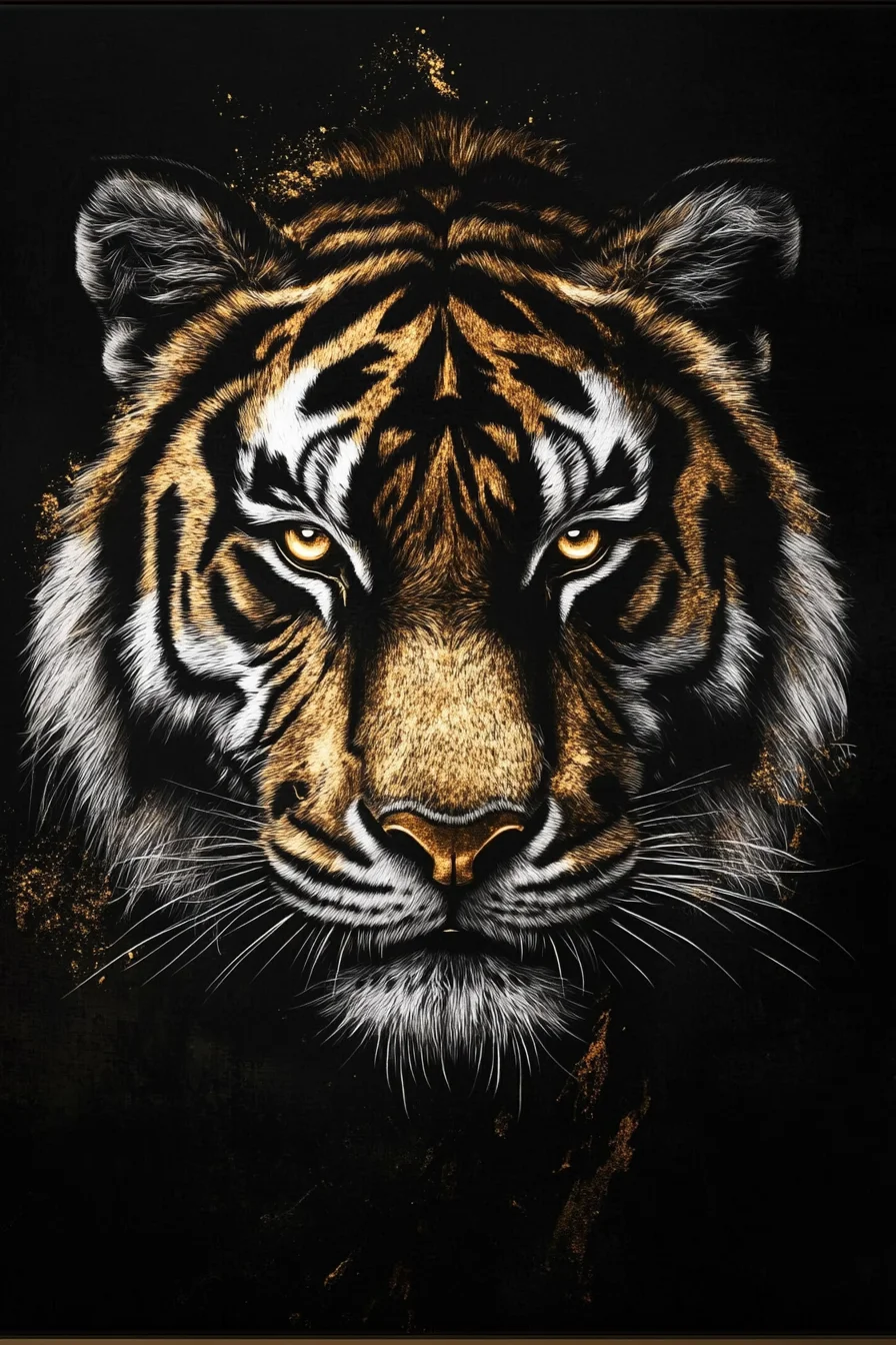 Black Gold wolf tiger eagle lion Canvas Painting Metal Poster Wall Art Nordic Aesthetic Picture Living Room Decor