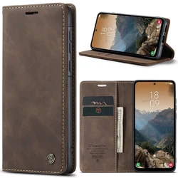 CaseMe Luxury Flip Retro Leather Wallet Case with Card Slots and Dropproof Design - Galaxy A56 5G (Coffee)