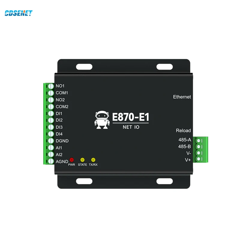 Ethernet Edge Acquisition Gateway IO Controller RS485+4DI+2DO+2AI CDSENET E870-E1 Remote Control Modbus TCP RTU MQTT DNS serial port to ethernet chip cdsenet ebt3002 ttl level to rj45 modbus tcp to rtu mqtt http transparent transmission low power