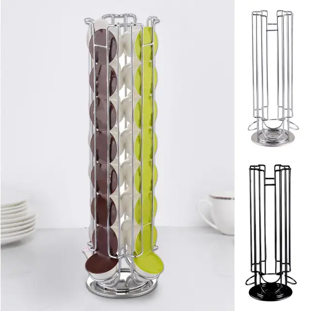 Portacapsule Caffè Girevole - Elegante In Ferro Oro, Per 40 Capsule, Salvaspazio - Foto 10