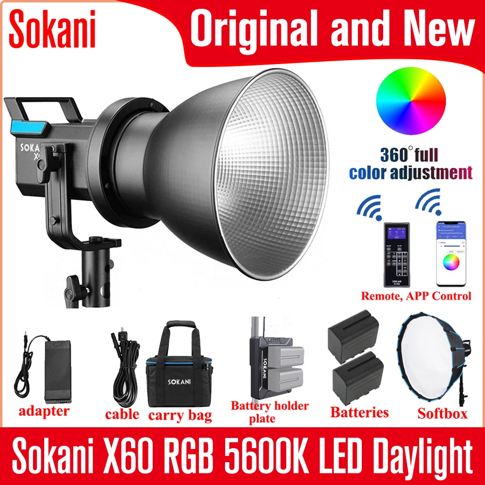 Sokani X60 RGB Освещение для фотосъемки непрерывное светильник светодиодный видео светильник 5600K лампа дневного света для студийной видеосъемки