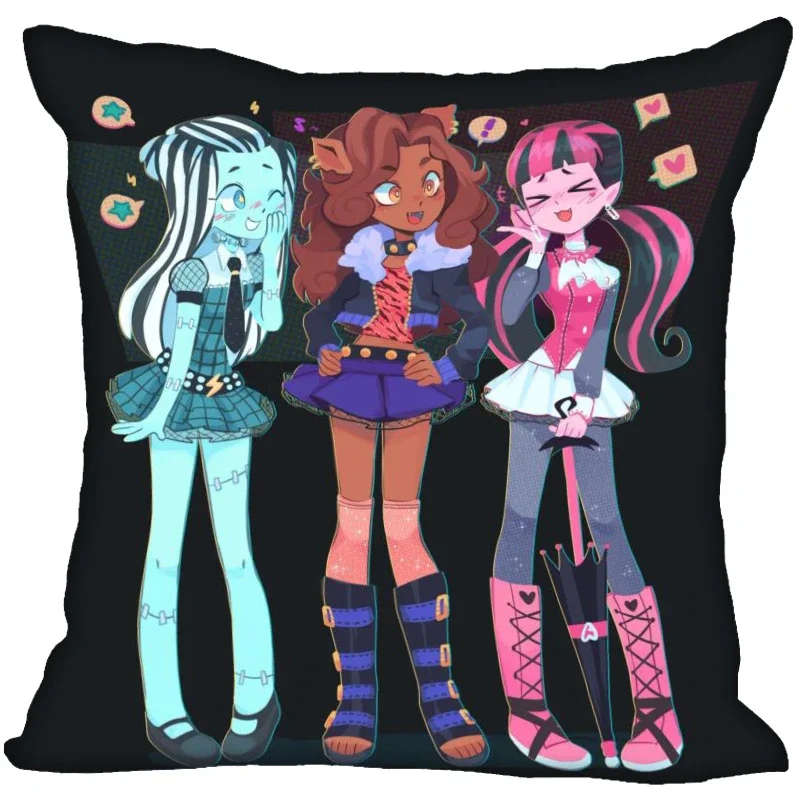 New Arrival Monster High Pillow Case High Quality Satin Fabric Pillowcase Decorative Pillow Cover Wedding Decorative