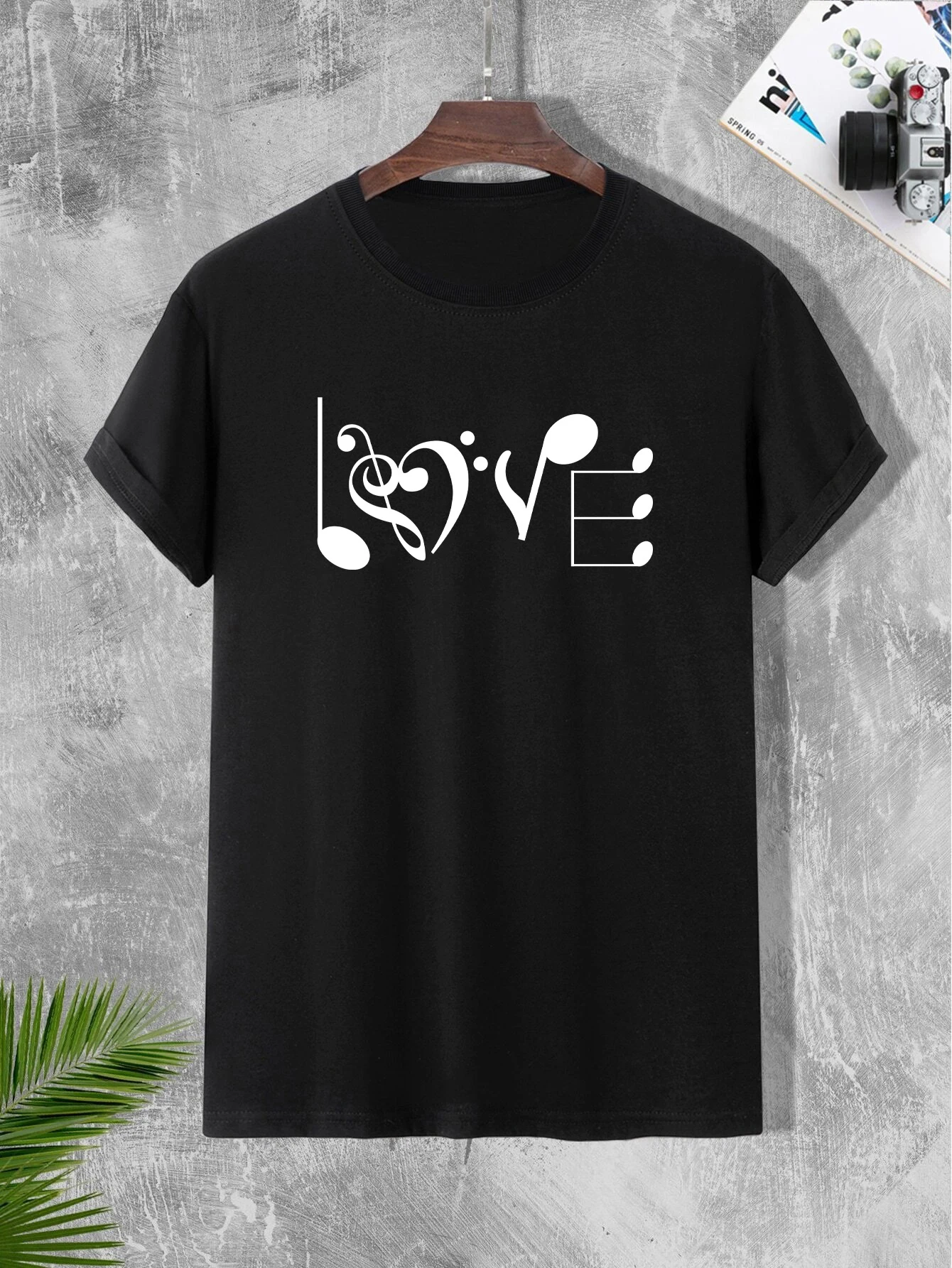 Music Men's Casual Trendy Graphic Print Comfortable Crew Neck Short Sleeve T-shirts, Summer Oversized Loose Tees Best_voghion.com