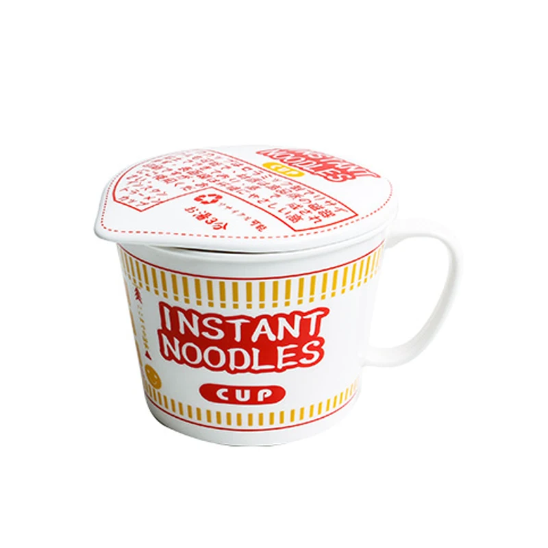 

Creative Household Ceramic Instant Noodle Cup Bowl with Cover Bento Box Student Lunch Box Instant Noodle Bowl Soup Bowl Set