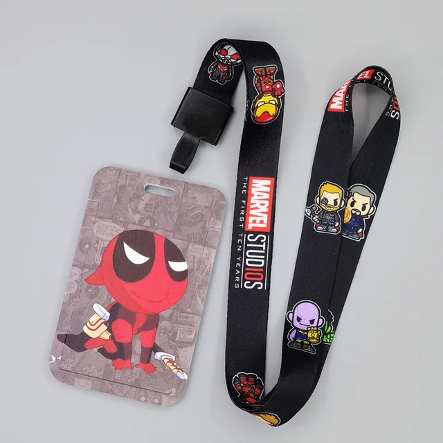 Marvel Movie Characters Card Cover Captain America Spiderman Super Heroes ABS Card Holder Student Campus Card Hanging Lanyard ID Xhmw26