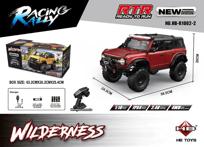 RCオフロードカー LEDライト付き HB-R1011 1/10 RC Car HB RTR R1011 Remote Control Vehicle 2.4G Full