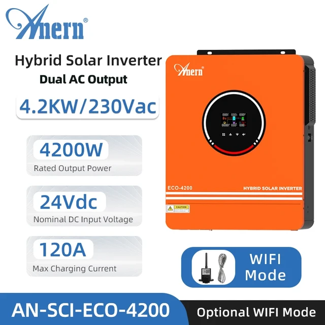 6200W Hybrid Wechselrichter 48V DC zu 230V AC mit 120A mmpt Solar