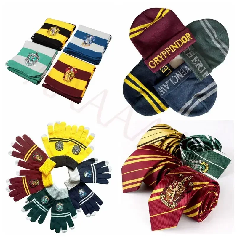 Harryy Potter Scarf Magic Hat Cosplay Prop Scarf Magic Wand Time Turner Necklace Quidditch Halloween Party Accessories Supplies
