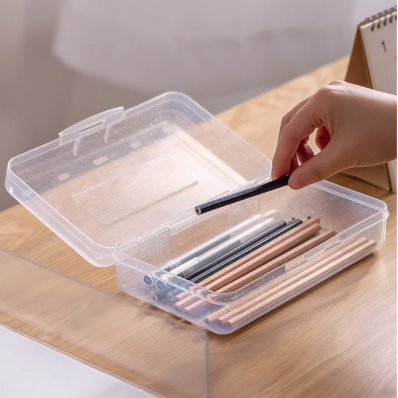 Sketch Pencil Case Simple Plastic Tool Box Artistic Supplies Storage Box  Transparent Stationery Case Free space switching