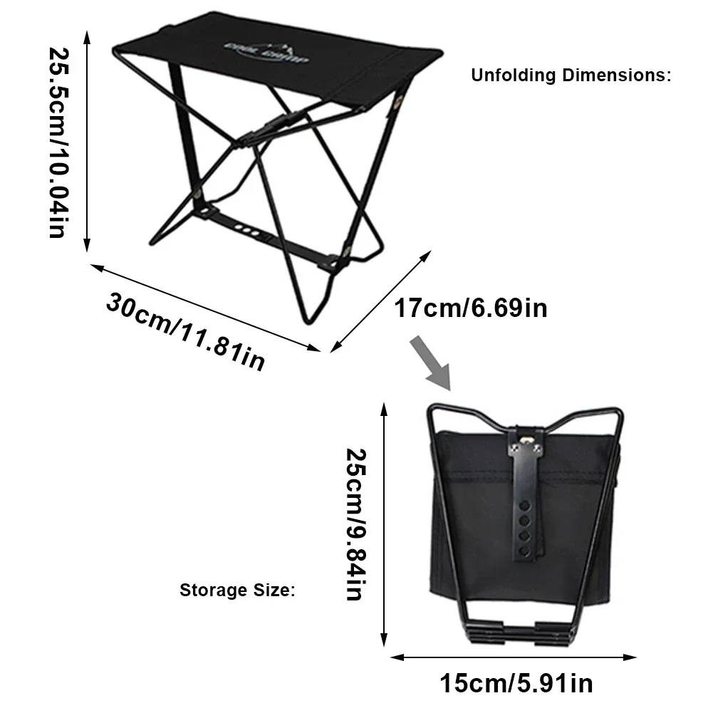 Oxford Cloth Camping Stool Hold Up To 100KG Folding Stool Fishing Chair for Subway Train Queuing Picnic Camping Fishing