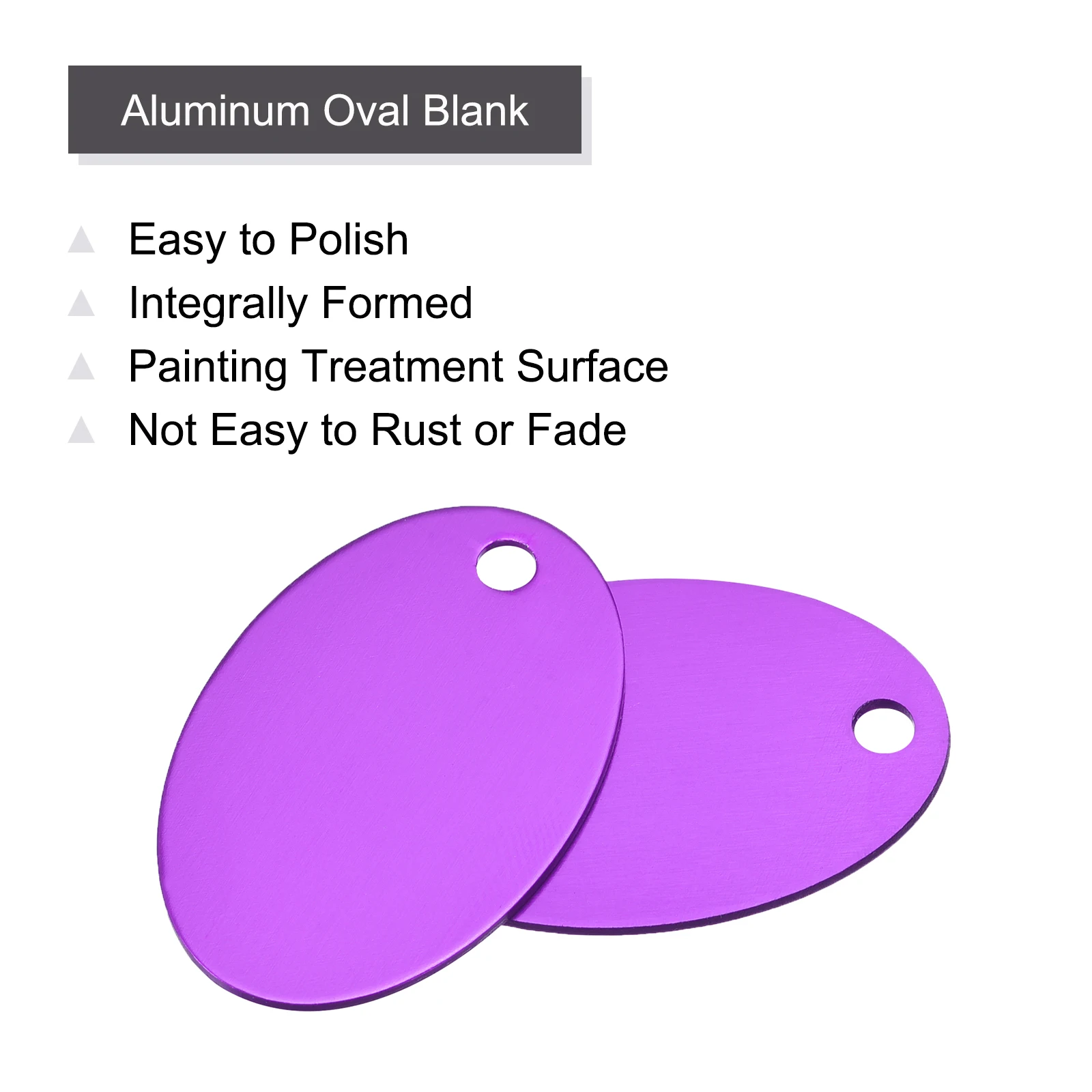 uxcell 25pcs Metal Oval Stamping Blank DIY Label Aluminum Tags 25x38mm Purple for Craft, Pendant Decoration