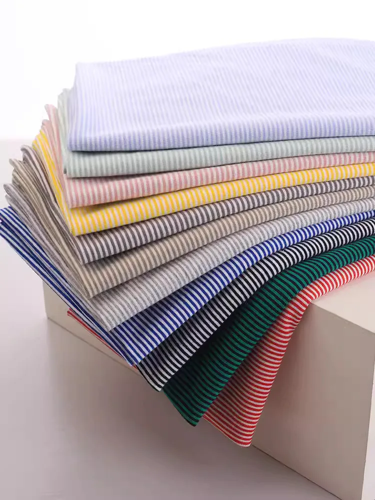 wide 1mm stripe 100% cotton knitting elastic fabric DIY sewing clothing cloth 165cm wide 100% tissu hometextile tela sewing 2