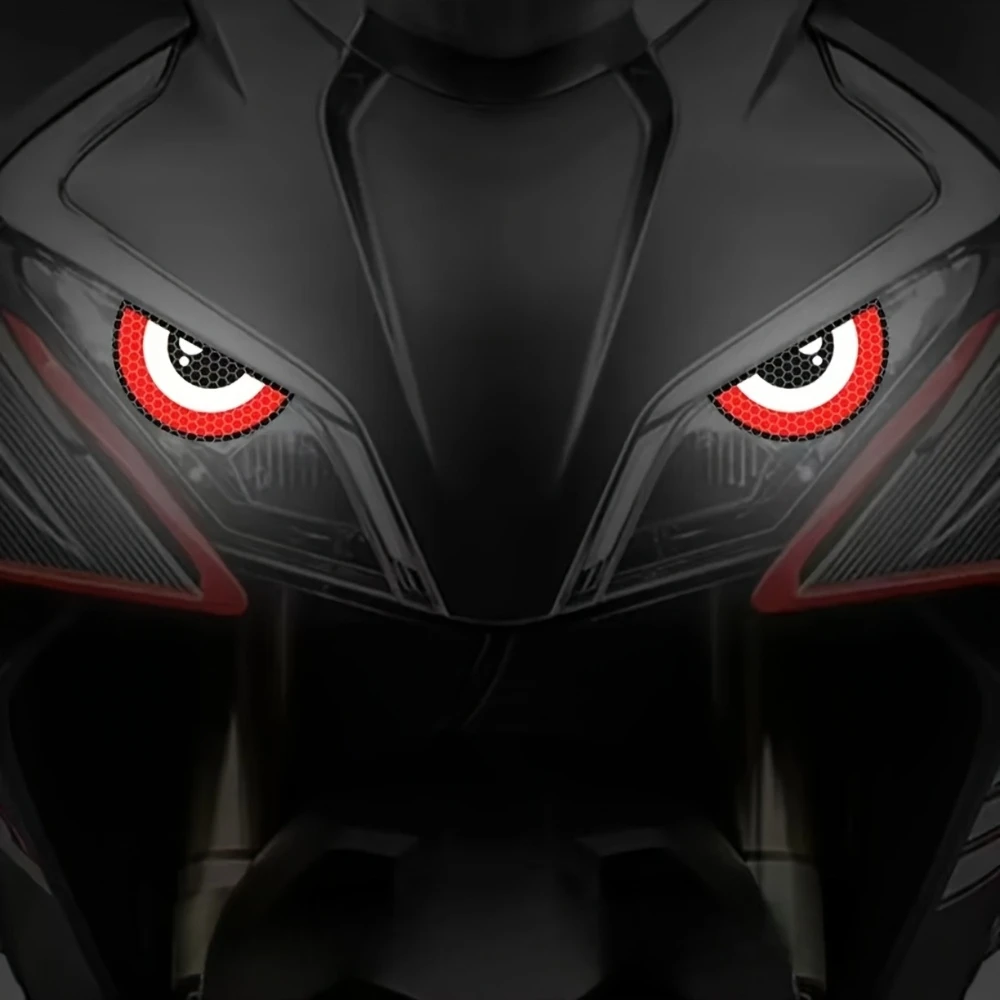Reflective Demon Eye Motorcycle Headlight Stickers - Waterproof, Self-Adhesive Safety Accessories