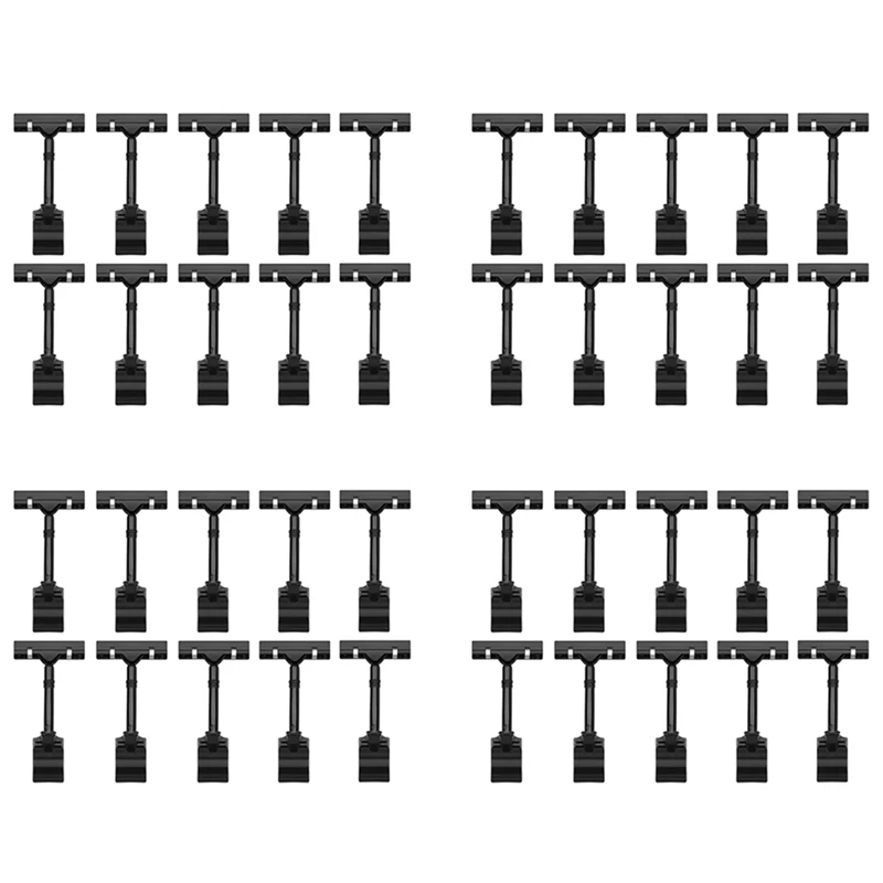 

40PCS Adjustable Plastic Sign Holder,Clip-On Style Double Head Display Clips Rotating Reuse Sign Price Tag For Store