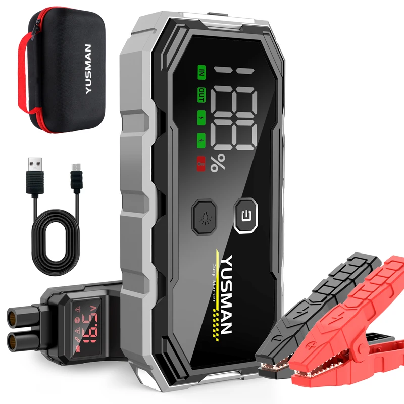 Car Jump Starter Jump Starter Car Battery Charger Portable Battery Charger 4000A Car Jump Starter 12800mAh Power Bank Car Booster Device Charger Battery less Portable Starting for Emergency Device