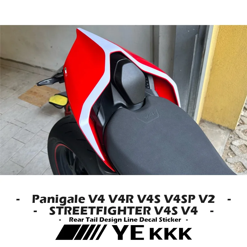 For Ducati Panigale V4 V4R V4S V4SP V2 Streetfighter V4 V4S Rear Tail Design Line Decal Sticker New Design rear hump rear seat cover line print rear tail tri color sticker decals for ducati panigale streetfighter v4 v4r v4s v4sp v2