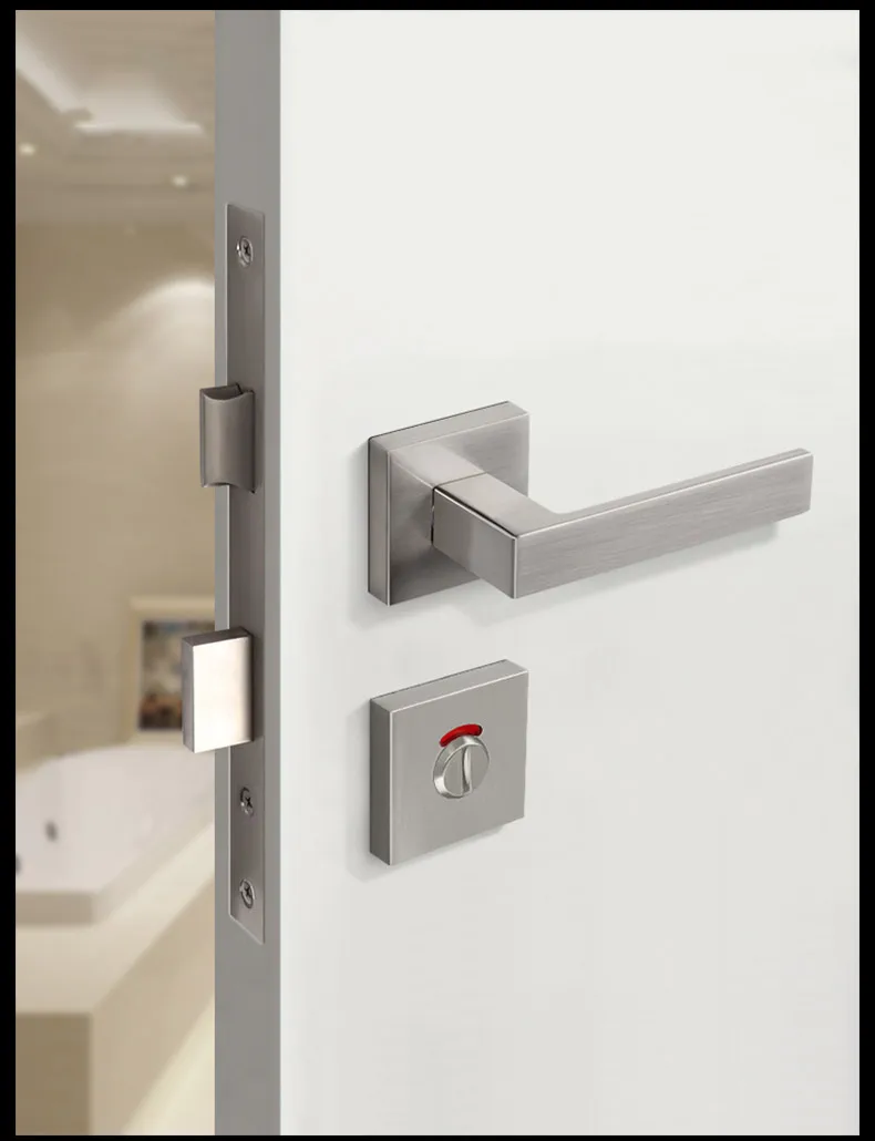 Fechadura da porta do banheiro, indicador vermelho