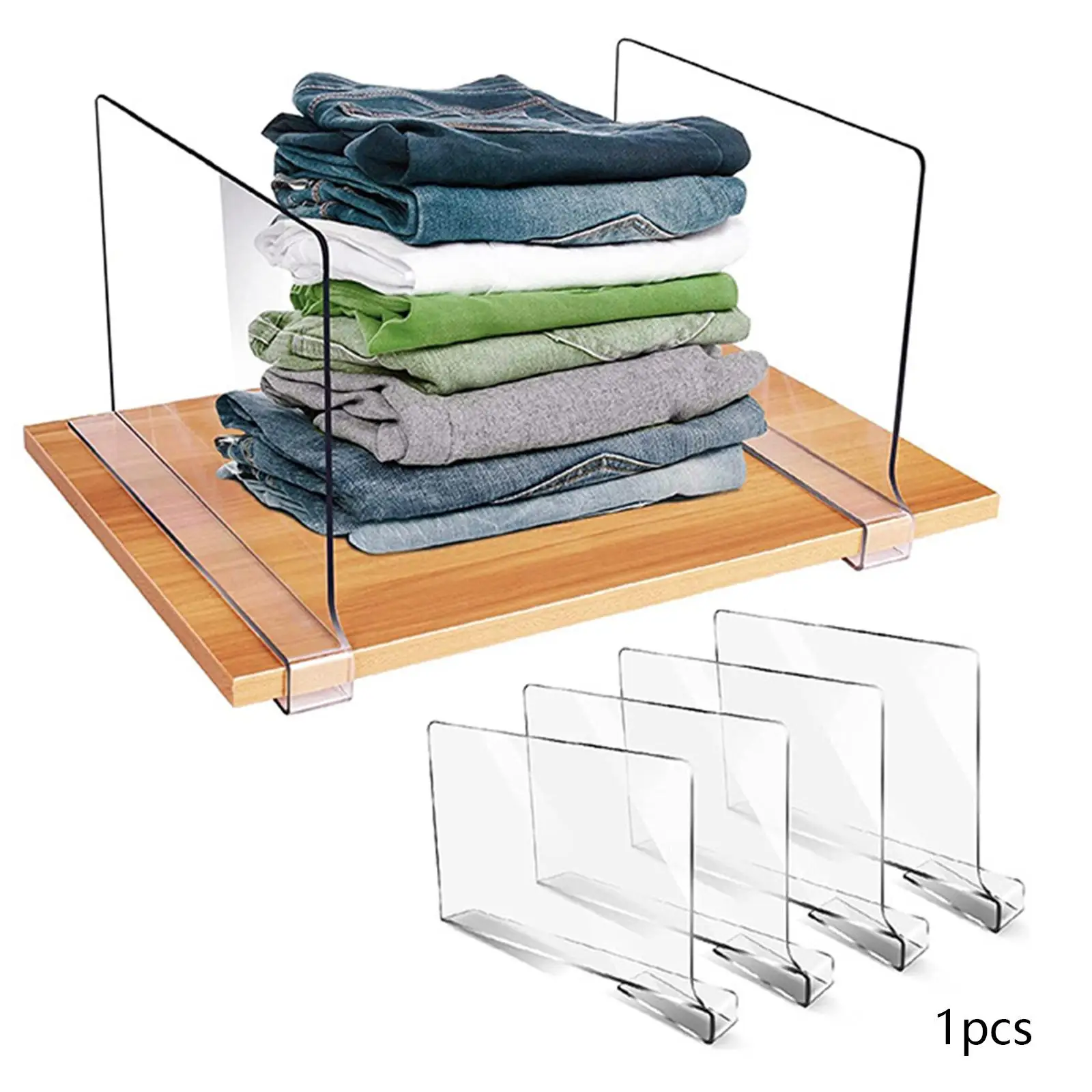 10 Divisori Per Scaffali In PVC Trasparente 20x12x4 Cm - Organizzatore Per Armadi E Cucina