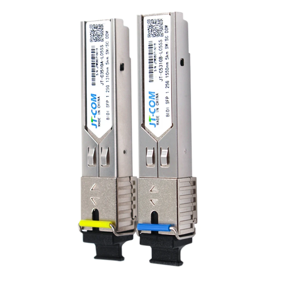 

JT-COM 2Pcs SC SFP Module Gigabit DDM BIDI Mini Gbic 1000Mbps Fiber Tranceiver Sfp Module Compatible with Mikrotik 5KM