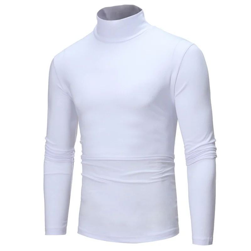 Men's High Collar Sweatshirt Pullover Casual Solid Color Sweaters Long Sleeve Warm Knitted Turtleneck Outerwear 2