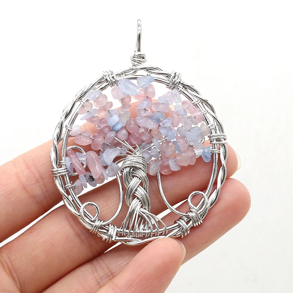 Hot Charms Natural Stone Tree of Life Pendants Amethysts Citrines for Jewelry Making Diy Women Amulet Necklace Accessories